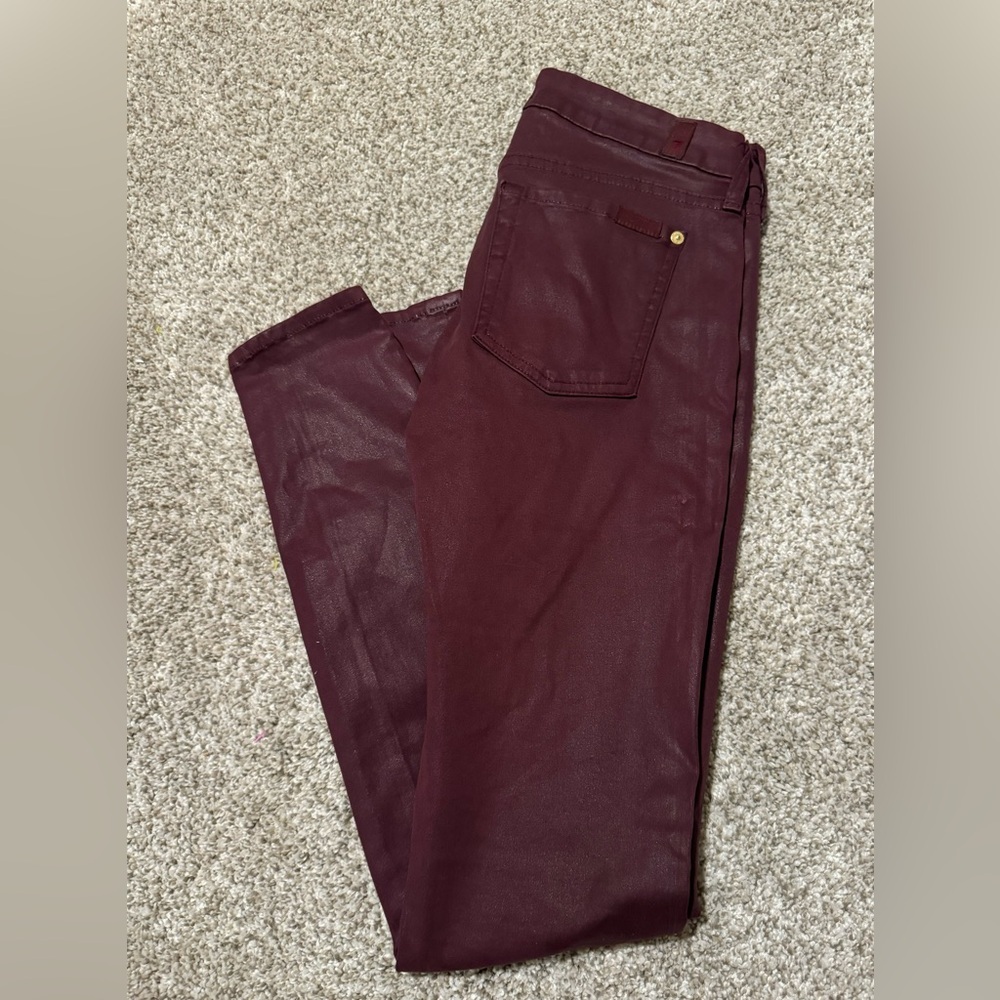 7 For All Mankind The Skinny Coated Jeans | Size 27 | Coated Ruby Rust - Picture 5 of 10